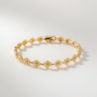 Bracelet de luxe en or jaune massif 18K/24K à maillons floraux, chaîne élégante, bijoux fins pour femmes, certifié GIA, fabrication thaïlandaise, OEM personnalisé