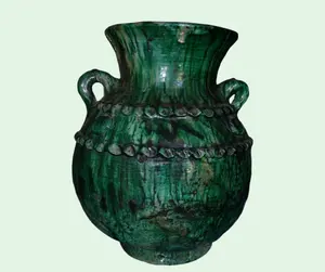 Atlantic phong cách kích thước lớn chậu gốm màu xanh lá cây cao bình urns & lọ cho hoa ngoài trời Chậu & trồng giá cả hợp lý