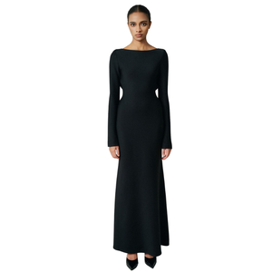 ROBE DRAPÉE MOLLYA DRAPÉE À DOS À Manches Longues Pour Femmes Robes D'été Deknit Dos Satin Georgette Printemps 2025 Vêtements Pour Femmes - Product Image 1