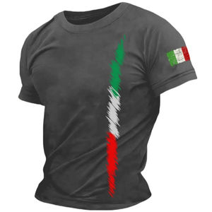 Camisetas con gráficos de la bandera de Italia, moda de verano, manga corta, cuello redondo, camisetas con estampado 3D, ropa de calle informal, camiseta extragrande para hombre - Product Image 2