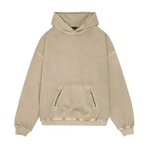 Nouveau style – Sweat à capuche uni pour homme, effet délavé, idéal pour l'hiver – Qualité supérieure, service OEM personnalisé, en tissu polaire coupe-vent - Product Image 3