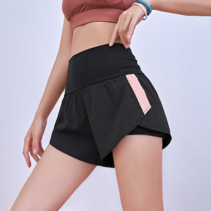 Pantalones cortos de entrenamiento de cintura elástica personalizados con bolsillos, pantalones cortos de correr de mujer de doble capa pantalones cortos de mujer hechos a medida - Product Image 3