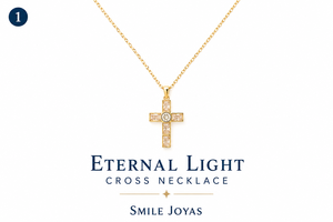 สร้อยคอไม้กางเขนคริสเตียน SmileJoyas Eternal Light รุ่น E295-190-033B ชุบทองประดับเพชรซิร์คอน วัสดุสแตนเลสสตีล ของขวัญสำหรับทุกเพศ - Product Image 3