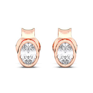 ต่างหูเม็ดเดี่ยวมอยส์ซอไนต์0.50Ct รูปไข่สีดอกกุหลาบ14K ปรับแต่งได้ - Product Image 4