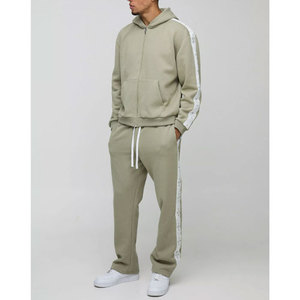 Chándales con cremallera de Algodón 100% con logotipo personalizado Sudaderas con capucha y pantalones de chándal de alta calidad Conjuntos de Jogger para hombre - Product Image 4