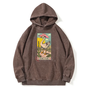 Sweat à capuche en coton épais Streetwear Vintage Acid Wash Sun Faded Distressed No String Pullover Hoodies Fabricant - Product Image 1