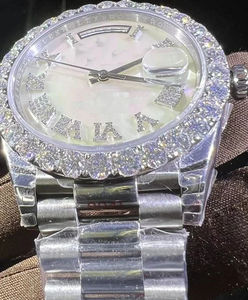 Reloj de Pulsera de Alta Calidad con Esfera Blanca y Diamantes Cultivados en Laboratorio, Reloj de Acero Inoxidable para Hombre, Tendencia de Venta Caliente, al por Mayor - Product Image 4