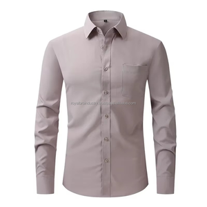 Camisa de vestir profesional de manga larga elástica para hombre más vendida Slim Fit 100% algodón estilos de ocio de negocios de temporada para otoño - Product Image 4