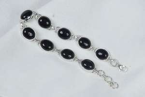 Bracelet en argent sterling onyx noir réglable fait à la main Bijoux en pierres précieuses Pierre naturelle Bracelet en argent Cadeau - Product Image 3