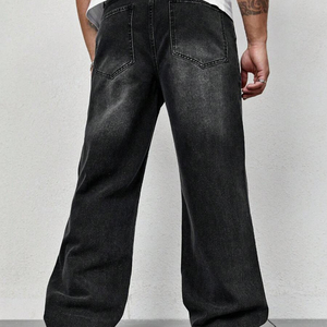 Jeans de Hombre con Corte de Bota Vintage, Bordado Personalizado, Diseño Resistente al Viento, Cintura Media, Tejido Liso Teñido, Lavado Medio, Venta al Por Mayor - Product Image 2
