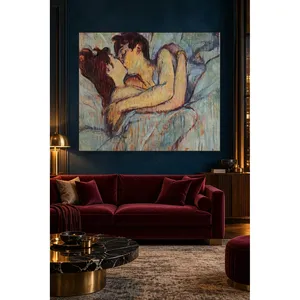 Fida Toulouse-Lautrec au lit : l'embrassage, impression sur toile - Product Image 3