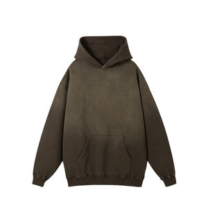 Sweat à capuche pour homme de haute qualité, 100% coton, en molleton épais, surdimensionné, avec poche, logo brodé, échantillon gratuit, taille plus, hiver - Product Image 3