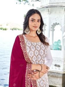 Vichitra Salwar Kameez costume pour femmes broderie travail Swarovski diamant pour mariage porter indien pakistanais nouvel arrivage - Product Image 3