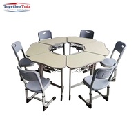 Meubles de formation en classe multi-connectables en forme de Y avec panier à livres, hauteur réglable pour ensemble bureau et chaise d'écolier