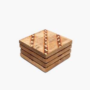 Sous-verres carrés en bois d'acacia Protection du dessus de table Comptoir et surfaces Taille 4 x 4 pouces - Product Image 4