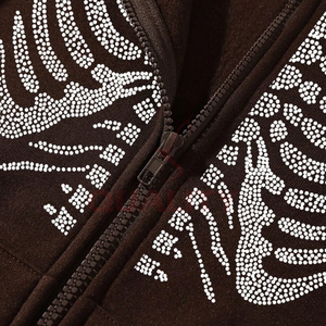 OEM 100% coton hommes sweats à capuche personnalisé Street Wear sport sweatshirts avec strass lettre logo pour l'automne/hiver prix bon marché - Product Image 3