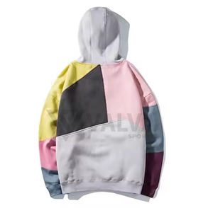 Sweat à capuche personnalisable de qualité supérieure en tissu éponge 100% coton, motif uni, design de poche, dernier design patchwork, OEM - Product Image 2