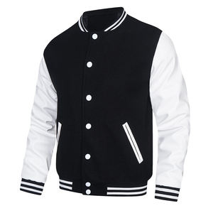 Dernier modèle de vestes universitaires veste de baseball universitaire à manches longues respirante avec col ras du cou et impression de logo personnalisé pour hommes - Product Image 1