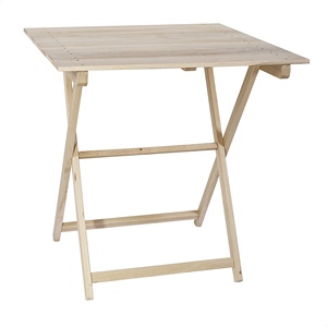 WELL HOME Mesa Auxiliar Plegable de Madera de Haya con Acabado Sin Barnizar 70x70x76 cm, Mesa de Exterior con Listones - Product Image 1