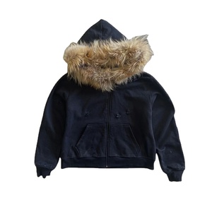 Sweat à capuche surdimensionné poids lourd vierge fermeture éclair sweats à capuche avec fourrure goutte épaule fermeture éclair unisexe haute qualité poche hommes à vendre - Product Image 3