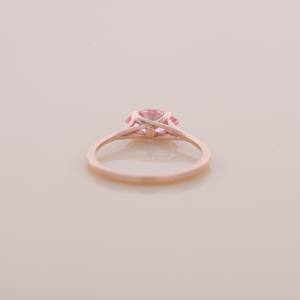 Anillo solitario de oro macizo de 14 quilates en oro rosa, amarillo y blanco con diamante rosa marquesa de 0.64 quilates, joyería fina para mujer. - Product Image 4