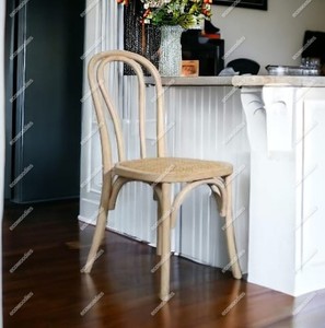 Silla de comedor de madera maciza de lujo ligera de diseño moderno, silla de ocio Retro con respaldo cruzado para restaurante, uso en eventos, Sillas apilables - Product Image 2