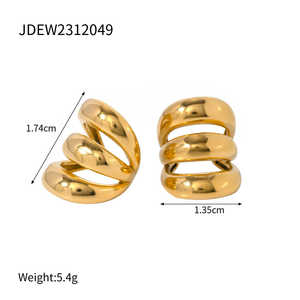 J&D Elegantes Pendientes de Aro Clásicos de Acero Inoxidable con Oro de 18K, Diseño de Estrella Hueca con Diamantes de Imitación, Accesorio de Moda - Product Image 5