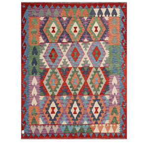 Alfombra Kilim de Maimana, Afganistán, 191 x 151 cm, Juego de Alfombras - Product Image 1