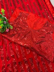 ชุดปาร์ตี้แต่งงานส่าหรีของผู้หญิงชุดคอลเลกชั่นสาวอินเดียไม่เย็บแบบพิเศษ - Product Image 5