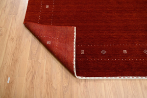 Alfombra de Lana Gabbeh Hecha a Mano, Color Rojo Ladrillo Quemado, Decoración Bohemia Minimalista, Alfombra de Área Roja Óxido, Alfombra Acogedora para el Hogar - Product Image 5