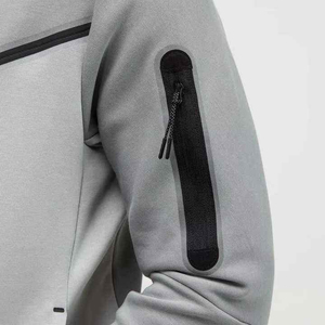 Venta al por mayor 100% algodón de talla grande ligero transpirable cremallera gris chándales pantalón con paneles nueva moda para hombres - Product Image 5