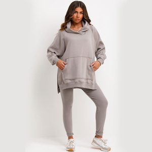 เสื้อฮู้ดและเสื้อสเวตเตอร์มีฮู้ดสำหรับผู้หญิงเสื้อฮู้ดปักลายรูปนกพิราบสีเทาสีเรียบๆสไตล์ฮิปฮอปโอเวอร์ไซส์สำหรับผู้หญิง - Product Image 1