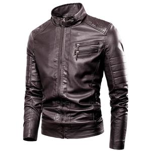 Colección Otoño Invierno 2024, recién llegado, chaqueta de cuero para motocicleta para hombre, cuello levantado impermeable, Color puro, talla europea, oveja - Product Image 6