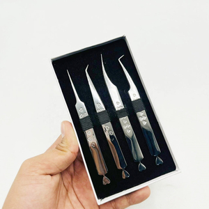 Pinzas para pestañas de acero inoxidable sostenibles, 45-90 grados de aislamiento pulido, fondo grabado en corazón con textura de punta suave - Product Image 6