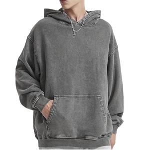Sudaderas con capucha de lavado ácido para hombres Venta al por mayor Hombre lavado Vintage Pullover Hoodies Plain RTS Kangaroo Pockets OEM Service Sudadera con capucha transpirable - Product Image 1