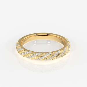 18K Gold Wedding Band with Round Cut Moissanite Diamond Elegant 18K Gold <b>Ring</b> - Product Image 1