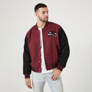 Veste de baseball brodée personnalisée pour hommes col montant veste universitaire mince Patchwork Design Private Label Lettres personnalisées en vrac - Product Image 5