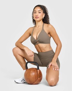 Short unifié marron mousse de haute qualité pour femmes Short femme taille haute ceinture compressive Short d'entraînement anti-transpiration - Product Image 6