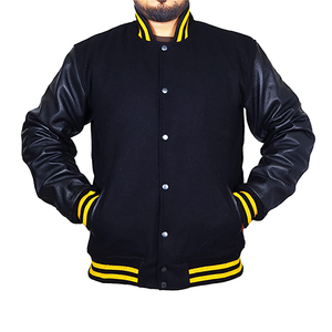 Vestes d'université à manches en cuir pur sur mesure pour hommes vestes d'hiver chaudes et durables vente chaude de vestes Lettermen personnalisées - Product Image 1