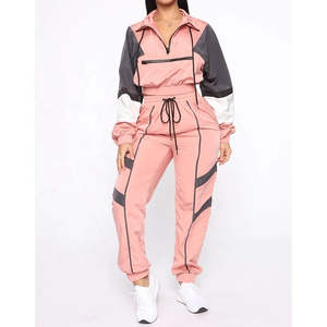 Vente en gros Logo personnalisé Survêtement pour femmes Ensemble 2 pièces Survêtement coupe-vent Survêtement léger avec fermeture éclair complète Survêtement 2025 - Product Image 1