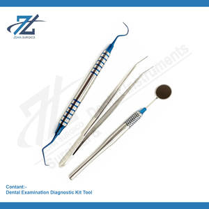 Kit de diagnóstico de examen dental, juego de herramientas dentales de acero inoxidable de 3 piezas con pinzas de sonda de espejo, Manual certificado CE - Product Image 2