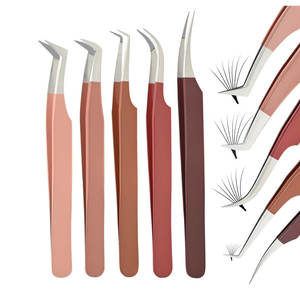 Venta al por mayor de pinzas de extensión de pestañas de acero inoxidable de alta calidad con punta de fibra de etiqueta privada - Product Image 1