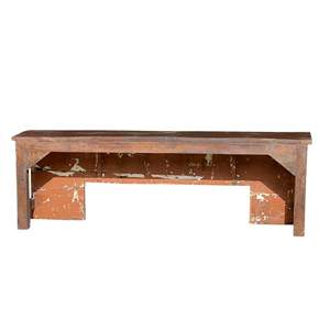 Banc d'extérieur en bois massif sculpté, style rustique et moderne, pour patio, jardin, parc, avec pieds en fer massif - Product Image 6