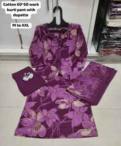 Costumes en coton indien pakistanais pour dames dans de belles couleurs ensemble de costume kurta pakistanais prêt à l'emploi avec du coton pur shifli - Product Image 3