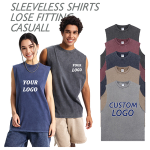 Vente en gros de t-shirt en coton rétro vintage personnalisé débardeur streetwear respirant tricoté pour hommes t-shirt sans manches délavé à l'acide - Product Image 4