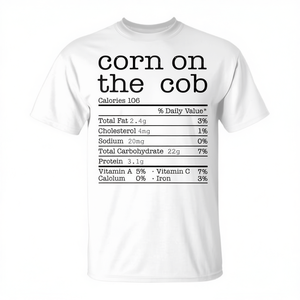 Camiseta con información nutricional de Corn On The Cob, unisex, para adultos, manga corta, cuello redondo, impresión digital, reuniones familiares, fiesta - Product Image 2