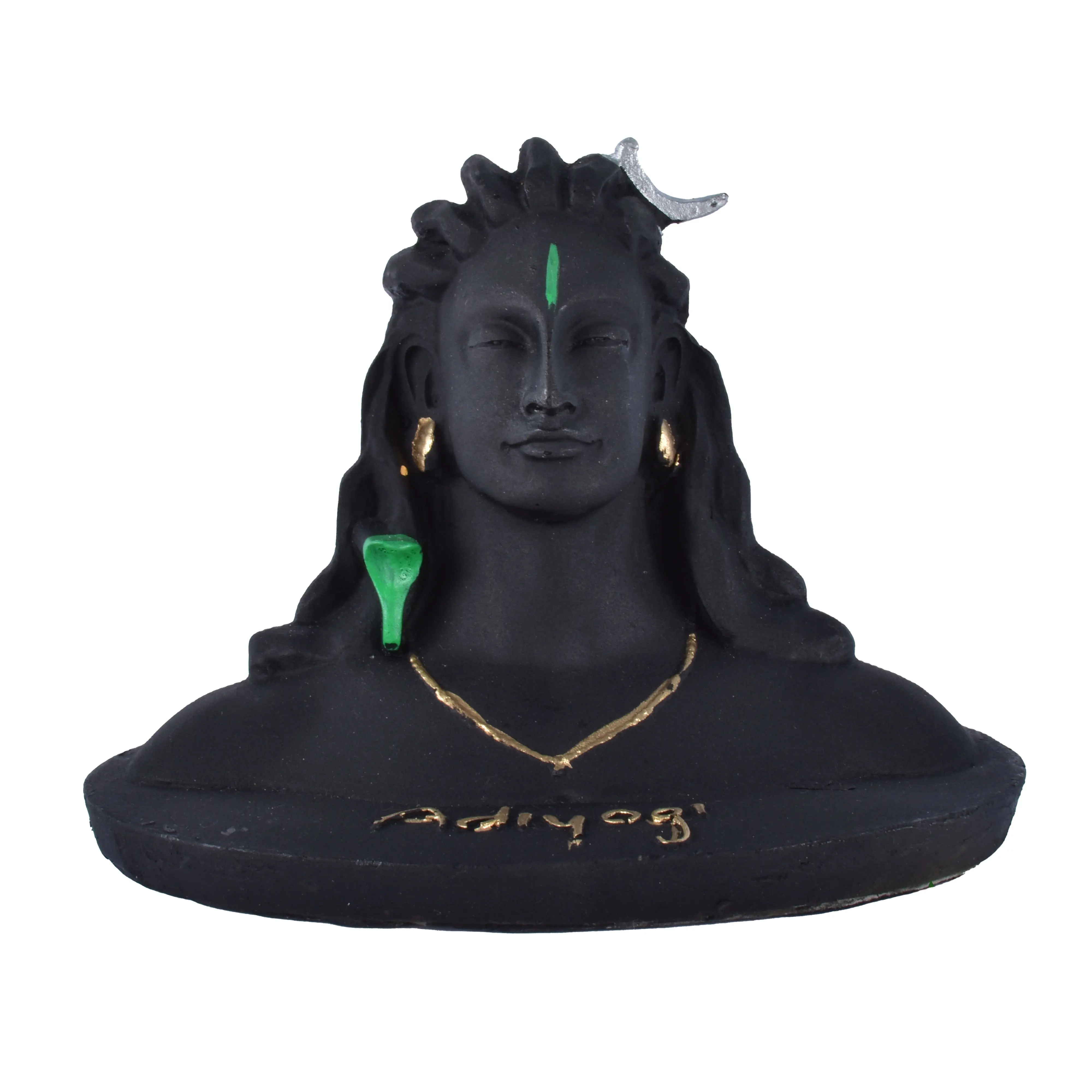 レジンクラフトポリレジンAdiyogi Lord Shiva Statue for Home and Office Decoration Car Dashboard Idol Black Color