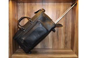 Genuine Leather <b>Travel</b> Luggage <b>Bag</b> Genuine Cow Leather <b>Travel</b> <b>Bag</b> <b>With</b> <b>Wheels</b> Vintage Design Durable Suitcase Duffle - Product Image 4