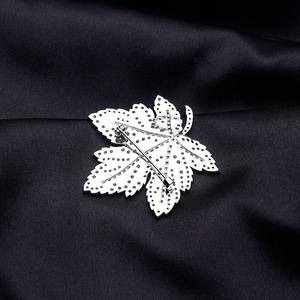 Broche de hoja de arce canadiense real de Plata de Ley 925 personalizado Baguette diamante LE chapa boda joyería regalo para compromiso - Product Image 2