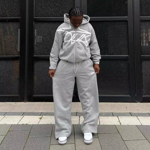 Pakistan Supplier Premium Quality Sweatsuit Printed Sweatsuit 100% Cotton Sweatsuit Pullover Zipper Hoodie And Stacked <b>Pant</b> - Product Image 2